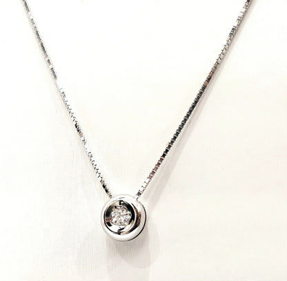 Collana e pendente punto luce a cipollina in Oro Bianco con Diamante 0,30 ct 18 kt (750)