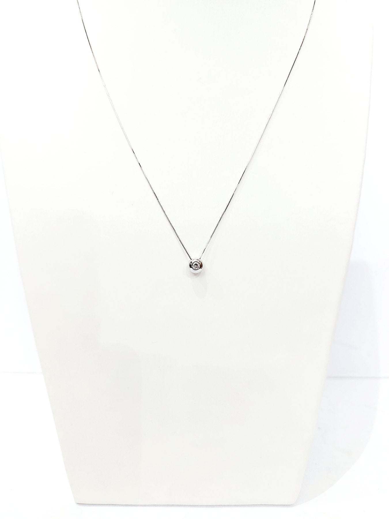Collana e pendente punto luce a cipollina in Oro Bianco con Diamante 0,15 ct 18 kt (750)