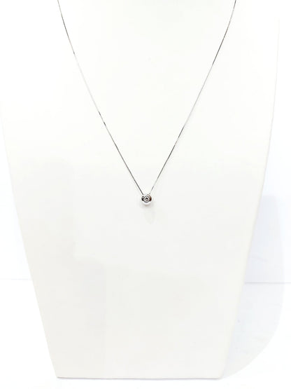 Collana e pendente punto luce a cipollina in Oro Bianco con Diamante 0,15 ct 18 kt (750)