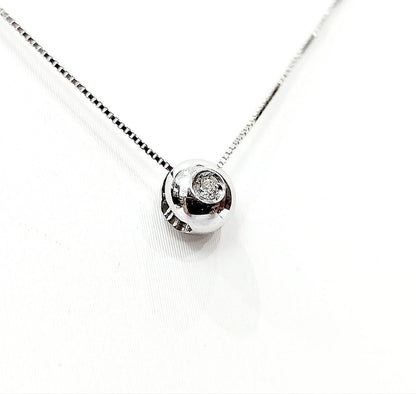 Collana e pendente punto luce a cipollina in Oro Bianco con Diamante 0,10 ct 18 kt (750)