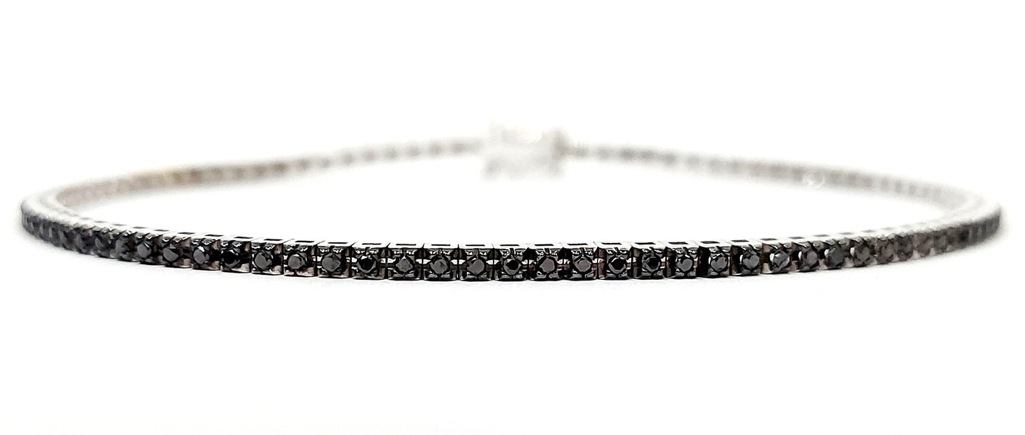 Bracciale Tennis in Oro Bianco punte brunite con Diamanti Black 0,99 ct 18 kt (750)