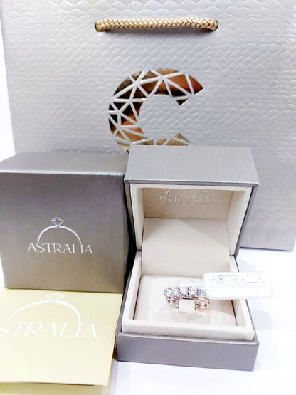 Anello Astralia riviera a 5 diamanti 1,35 ct in Oro Rosa e Oro Bianco 18 kt (750)