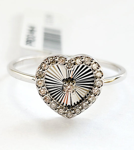 Anello Astralia specchiato a cuore in Oro Bianco con Diamanti 0,20 ct 18kt (750)