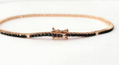 Bracciale Tennis in Oro Rosa con Diamanti Fancy Black 3,40 ct e Bianchi 0,45 ct 18 kt (750)