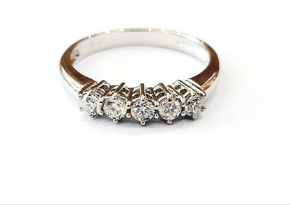 Anello Veretta a 5 Diamanti 0,50 ct in Oro bianco 18 kt (750)
