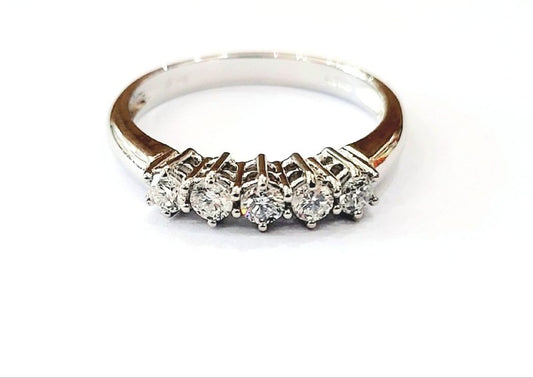 Anello Veretta a 5 Diamanti 0,50 ct in Oro bianco 18 kt (750)