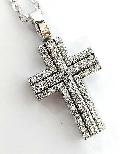 Collana e pendente croce Diamanti 0,45 ct in Oro Bianco 18kt (750)