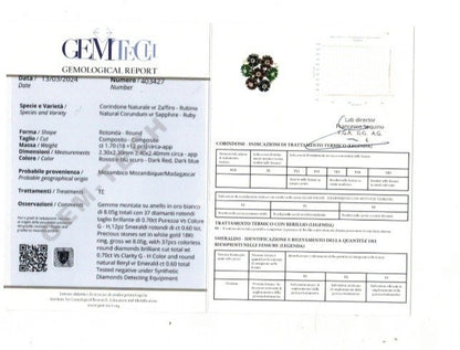 Anello Astralia collezione "Sanremo"  con Diamanti 0,90 ct e Gemme preziose 3,33 ct in oro bianco 18 kt (750)