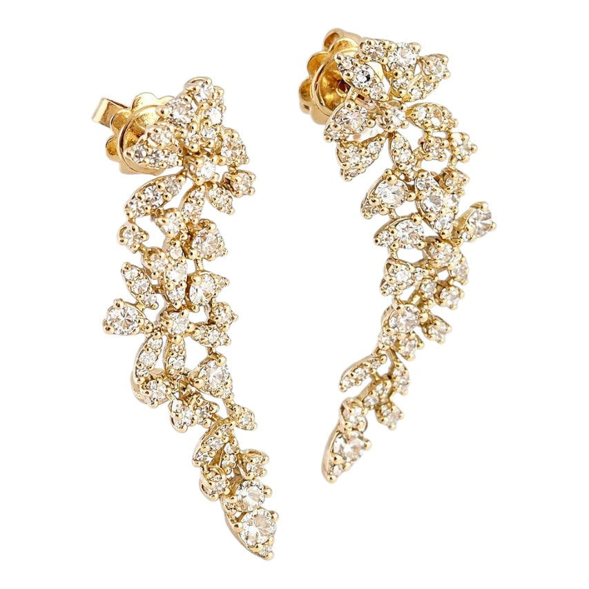 Orecchini lobo ear climber con Diamanti ct 1,80 in oro giallo 18kt (750)