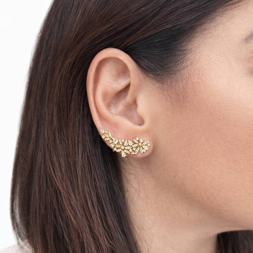 Orecchini lobo ear climber con Diamanti ct 1,80 in oro giallo 18kt (750)