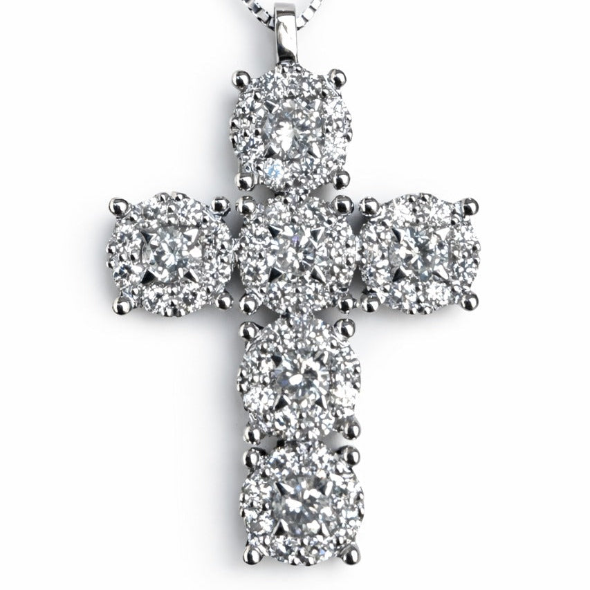 Collana con pendente croce modello magic con Diamanti ct 0,84 in oro bianco 18kt (750)