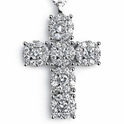 Collana con pendente croce modello magic con Diamanti ct 0,84 in oro bianco 18kt (750)