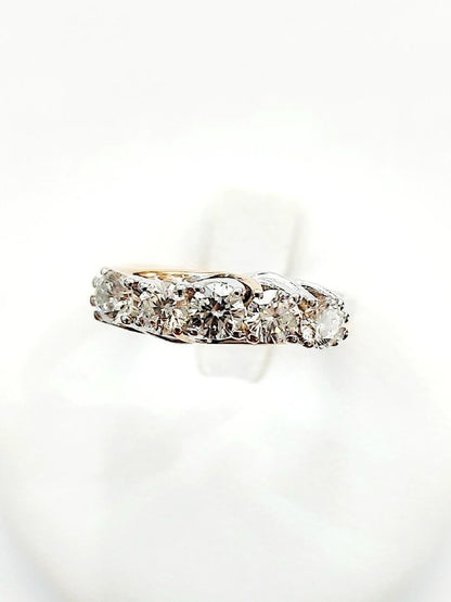 Anello Astralia riviera a 5 diamanti 1,35 ct in Oro Rosa e Oro Bianco 18 kt (750)