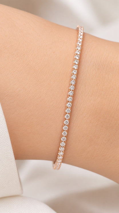 Bracciale tennis con Diamanti bianchi 1,47 ct - 16 Cm - in oro rosa 18kt (750)