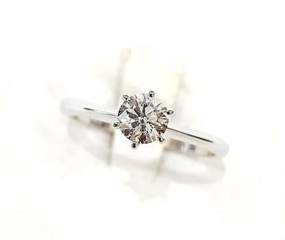 Anello solitario 6 griffe 0,50 ct Astralia Oro Bianco con Diamante e certificato gemmologico HRD 18 Kt