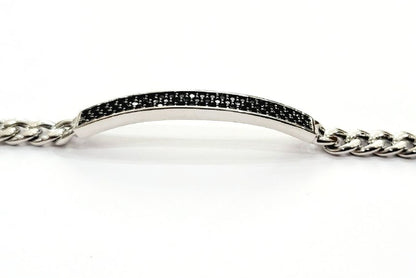 Bracciale groumette con Diamanti neri 1,42 ct in Oro Bianco 18 kt (750)