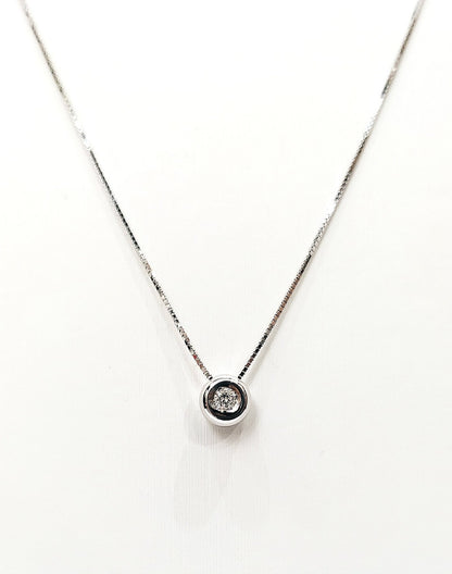 Collana e pendente punto luce a cipollina in Oro Bianco con Diamante 0,30 ct 18 kt (750)