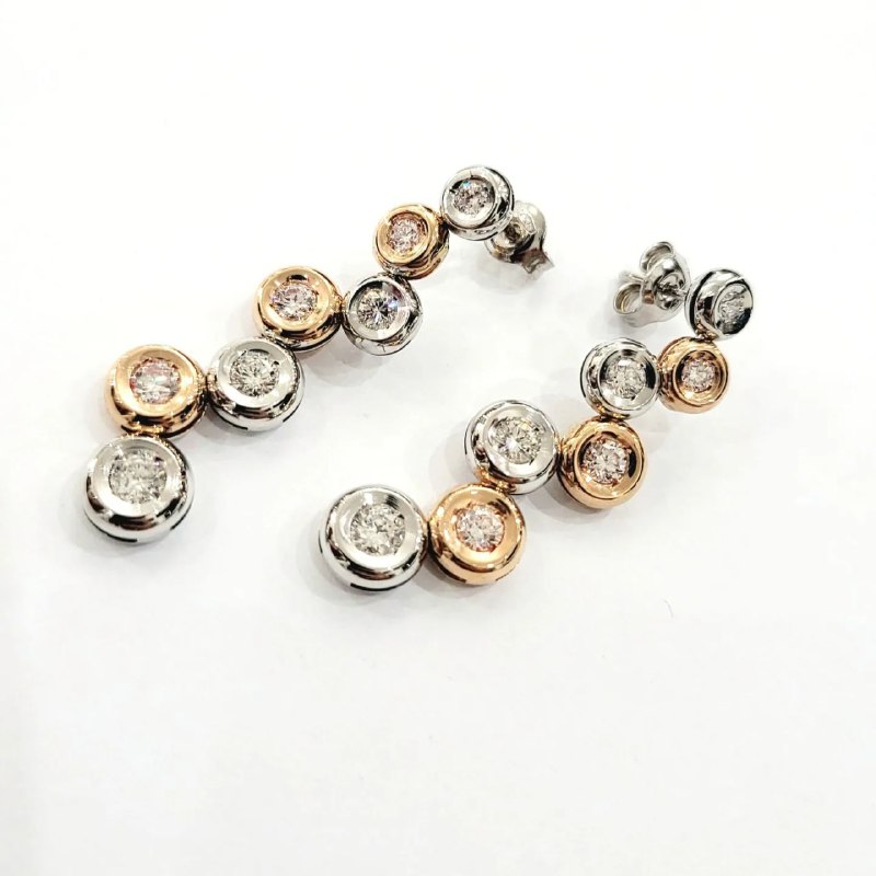 Orecchini a cipollina Astralia in Oro Bianco e Oro Rosa con Diamanti 2,02 ct 18 kt (750)