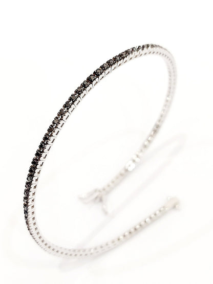 Bracciale Tennis in Oro Bianco punte brunite con Diamanti Black 0,99 ct 18 kt (750)