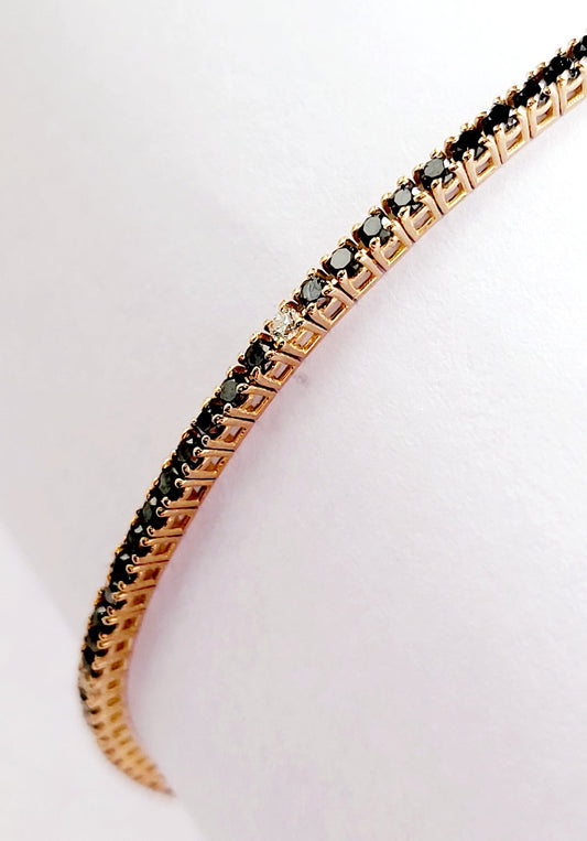 Bracciale Tennis Astralia in Oro Rosa con Diamanti neri 2,40 ct e bianchi 0,15 ct 18 kt (750)