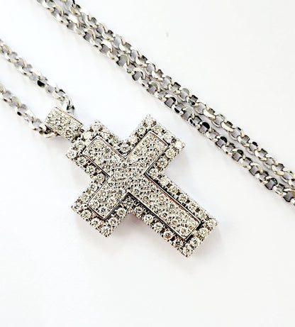 Collana pendente croce Astralia Diamanti 1,15 ct Oro Bianco 18kt-750 Certificato GEM-TECH