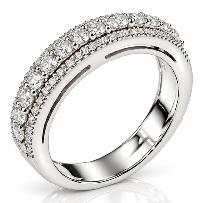 Anello a fascia con diamanti ct 0,80 in oro bianco 18kt (750)