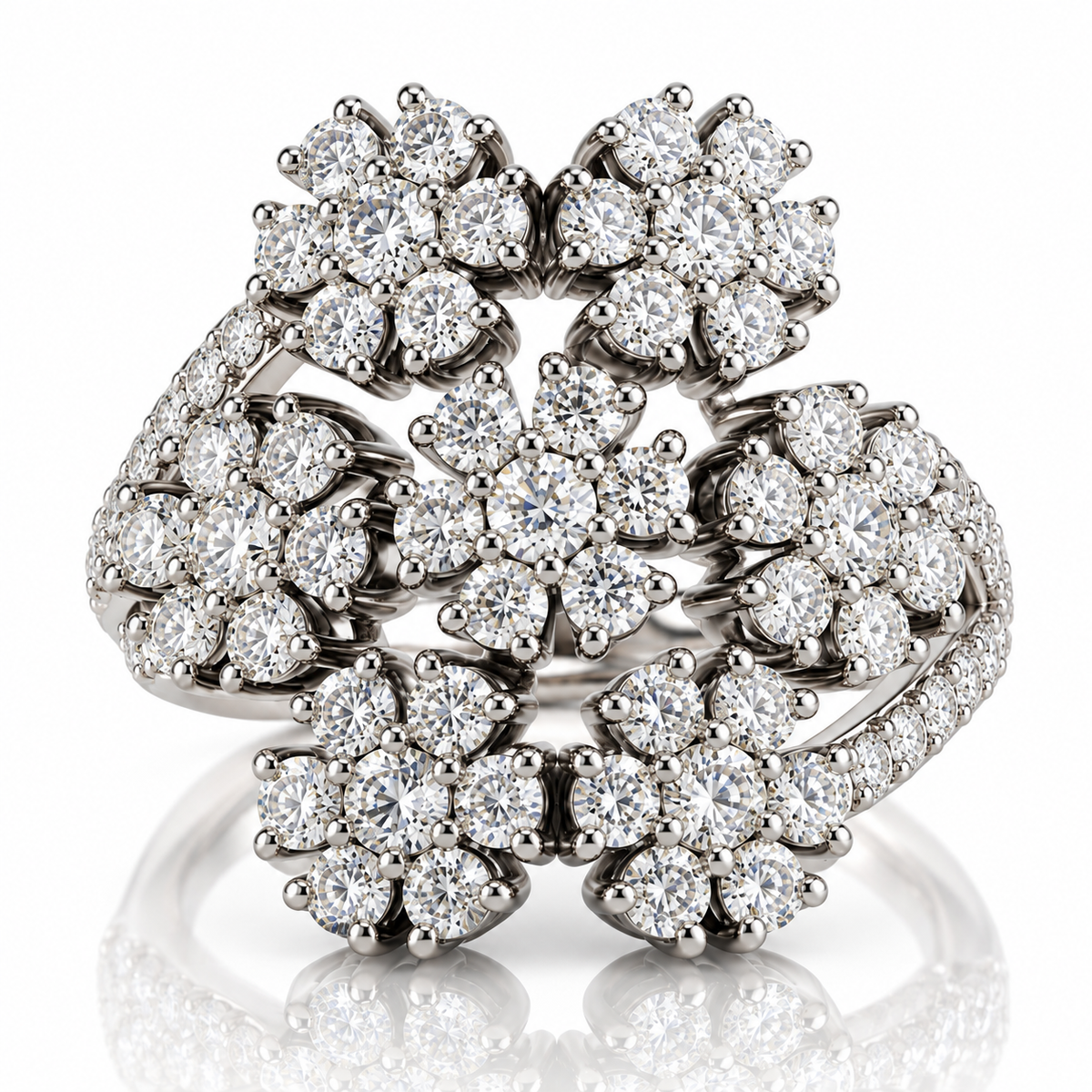 Anello da cocktail Astralia con diamanti ct 2,19 in oro bianco 18Kt (750)