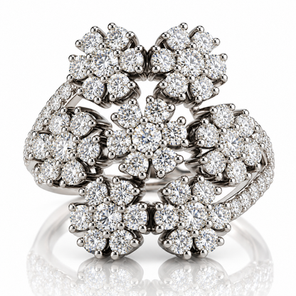 Anello da cocktail Astralia con diamanti ct 2,19 in oro bianco 18Kt (750)