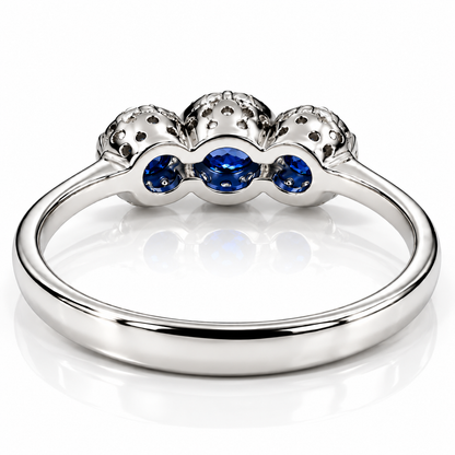 Anello trilogy magic con diamanti ct 0,24 e zaffiri ct 0,45 in oro bianco 18kt (750)