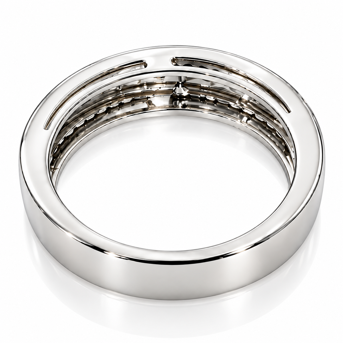 Anello a fascia con diamanti ct 0,80 in oro bianco 18kt (750)