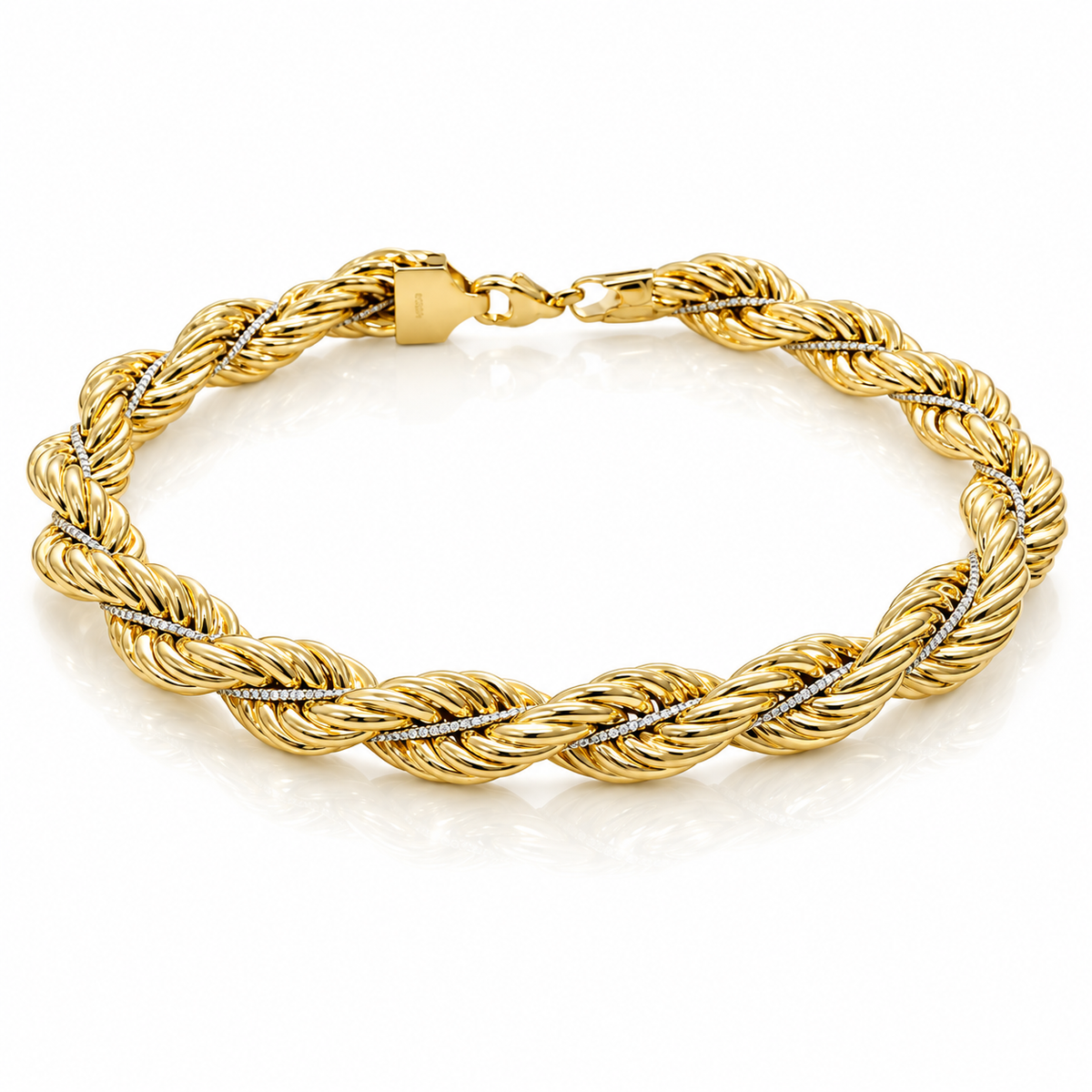 Bracciale funetta in oro giallo e bianco 18kt (750) - 11.70 gr - oreficeria