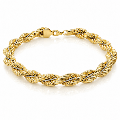 Bracciale funetta in oro giallo e bianco 18kt (750) - 11.70 gr - oreficeria