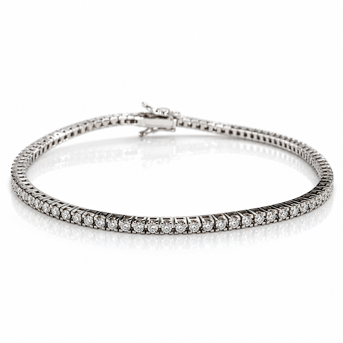 Bracciale tennis con diamanti bianchi ct 1.25 - 21 cm - in oro bianco 18kt (750)