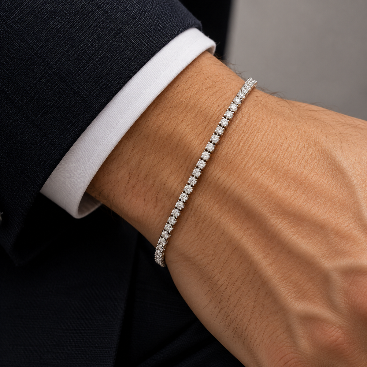 Bracciale tennis con diamanti bianchi ct 1.25 - 21 cm - in oro bianco 18kt (750)