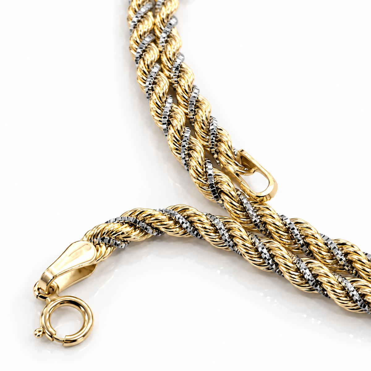 Collana funetta in oro giallo e bianco 18kt (750) - 6.55 gr - Oreficeria