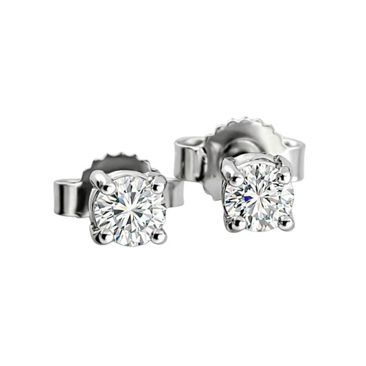 Orecchini punto luce a filo con diamanti ct 0,30 in oro bianco 18kt (750)