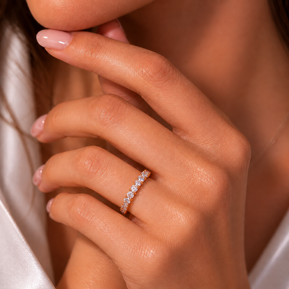 Anello veretta dégradé con diamanti ct 1,60 in oro rosa 18Kt (750)