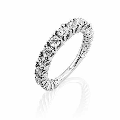 Anello veretta dégradé con diamanti ct 1,51 in oro bianco 18Kt (750)