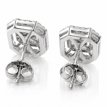Orecchini rettangolari con diamanti ct 0,75 in oro bianco 18kt (750)