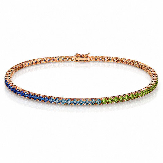 Bracciale tennis con zaffiri multicolor ct 4,50 - 17 cm - in oro rosa 18 kt (750)