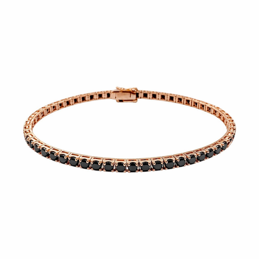 Bracciale Tennis con diamanti neri ct 6,97 in oro rosa 18kt (750) - 21 cm