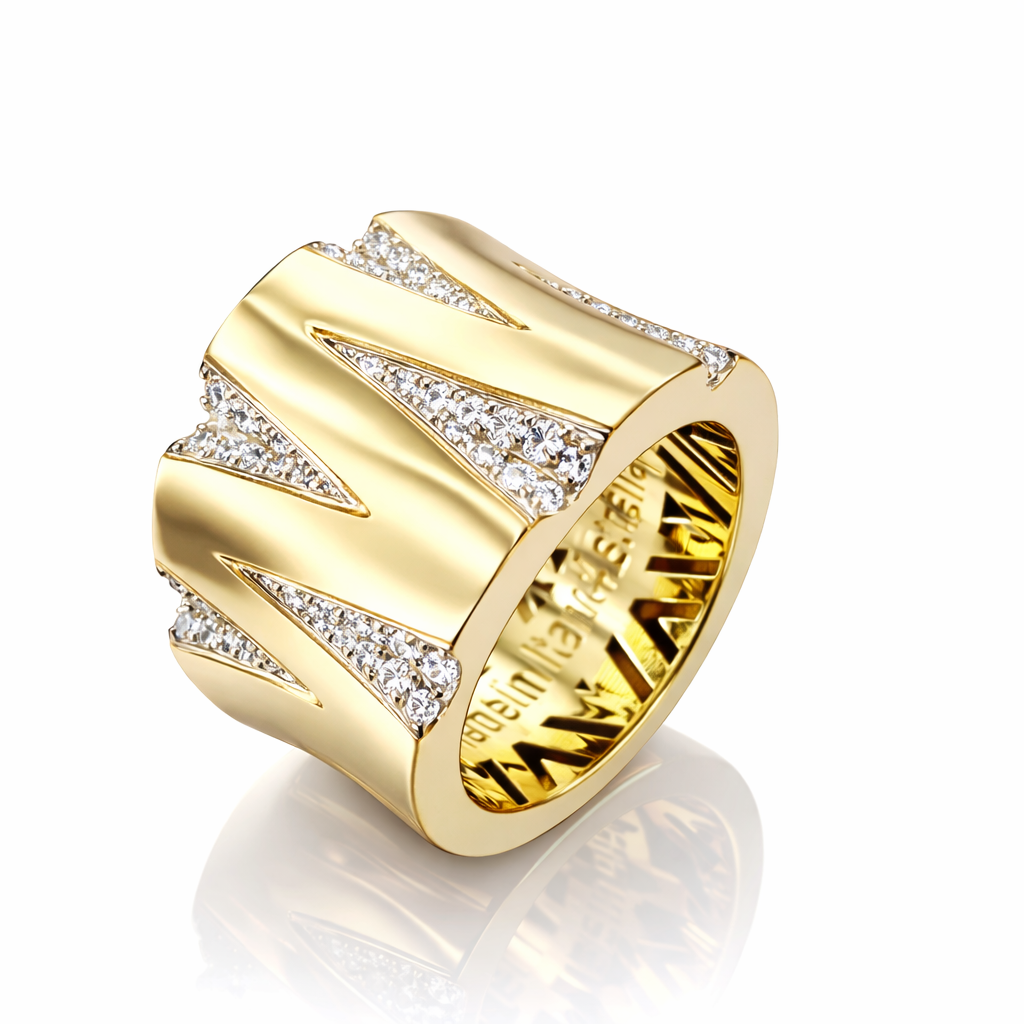 Anello collezione Astralia a fascia con diamanti bianchi ct 0,35 in oro giallo 18kt (750)