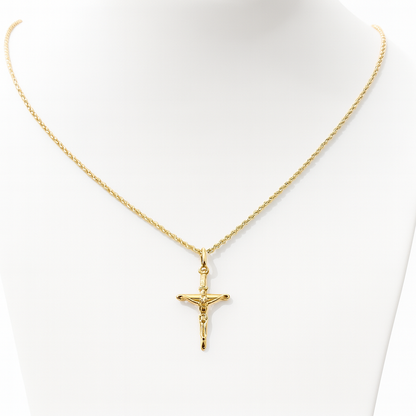 Collana funetta con Croce in Oro giallo 18kt - 2.60gr - Oreficeria