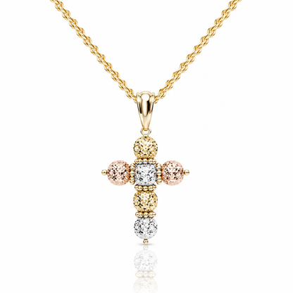 Collana con croce milleluci in oro 18kt (750) - 11.20gr - Oreficeria