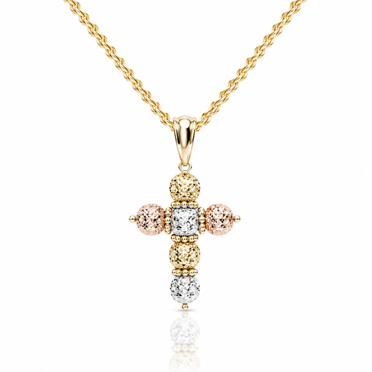 Collana con croce milleluci in oro 18kt (750) - 11.20gr - Oreficeria