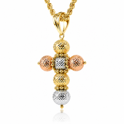 Collana con croce milleluci in oro 18kt (750) - 11.20gr - Oreficeria