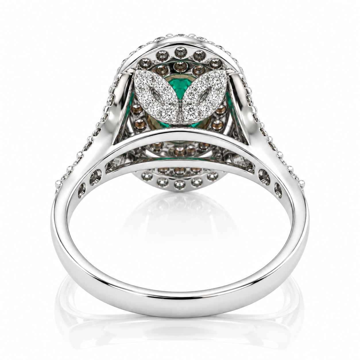 Anello con diamanti ct 0,75 e smeraldo ct 0,75 in oro bianco e rosa 18kt (750) certificazione gemmologica Gem Tech