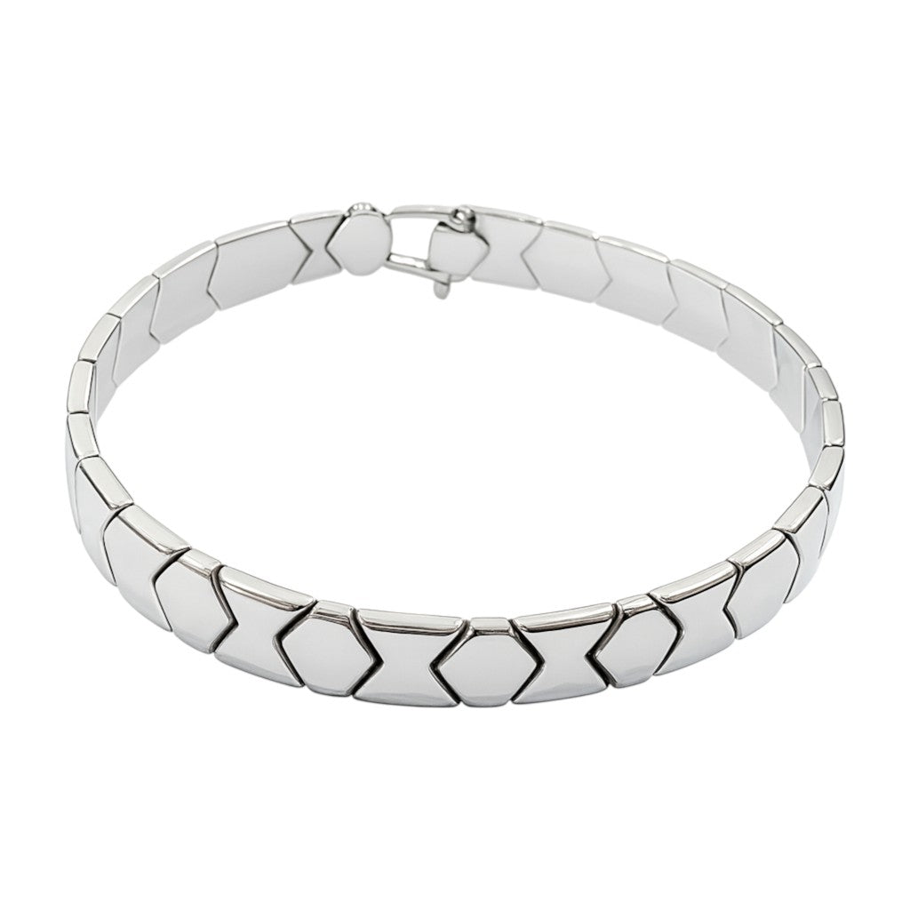 Bracciale double face rigido e semirigido in oro bianco 18 kt - Oreficeria