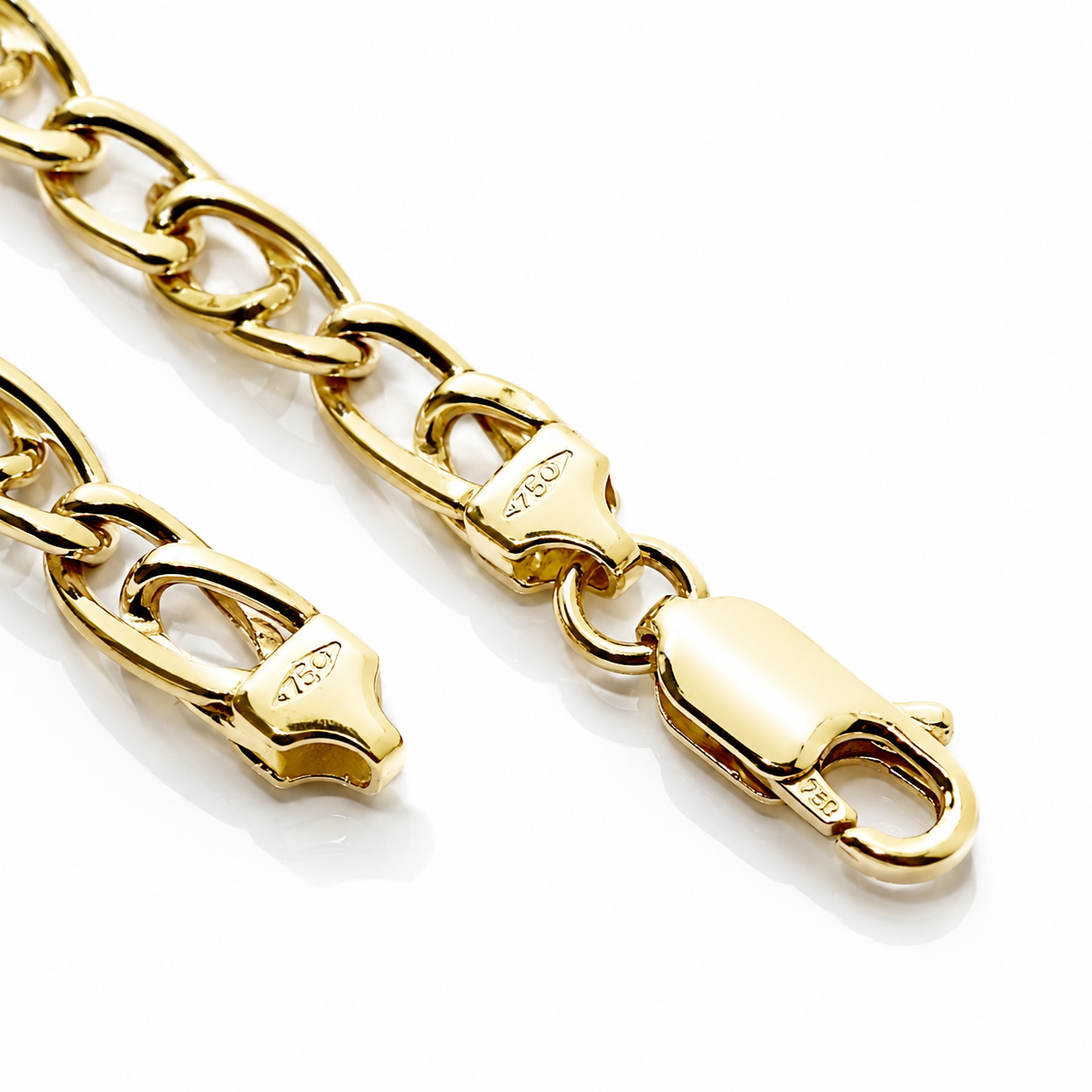 Bracciale catena piatta in oro giallo 18kt (750) - 5.70 gr - Oreficeria