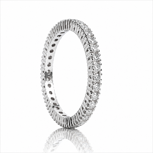 Anello riviera eternity con diamanti 0,78 ct in oro bianco 18kt (750)